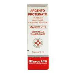 Marco Viti Argento Proteinato 1% Adulti Gocce Nasali e Auricolari 10 ml Farmaco Decongestionante e Antisettico Nasale