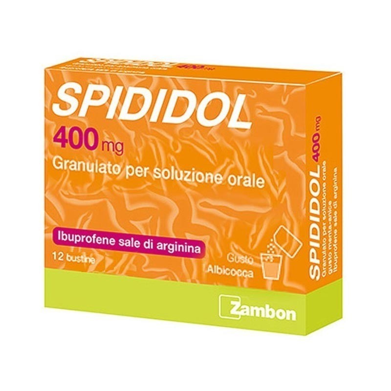 Spididol 400 mg Ibuprofene Farmaco Antidolorifico 12 Bustine Gusto Albicocca per Dolori