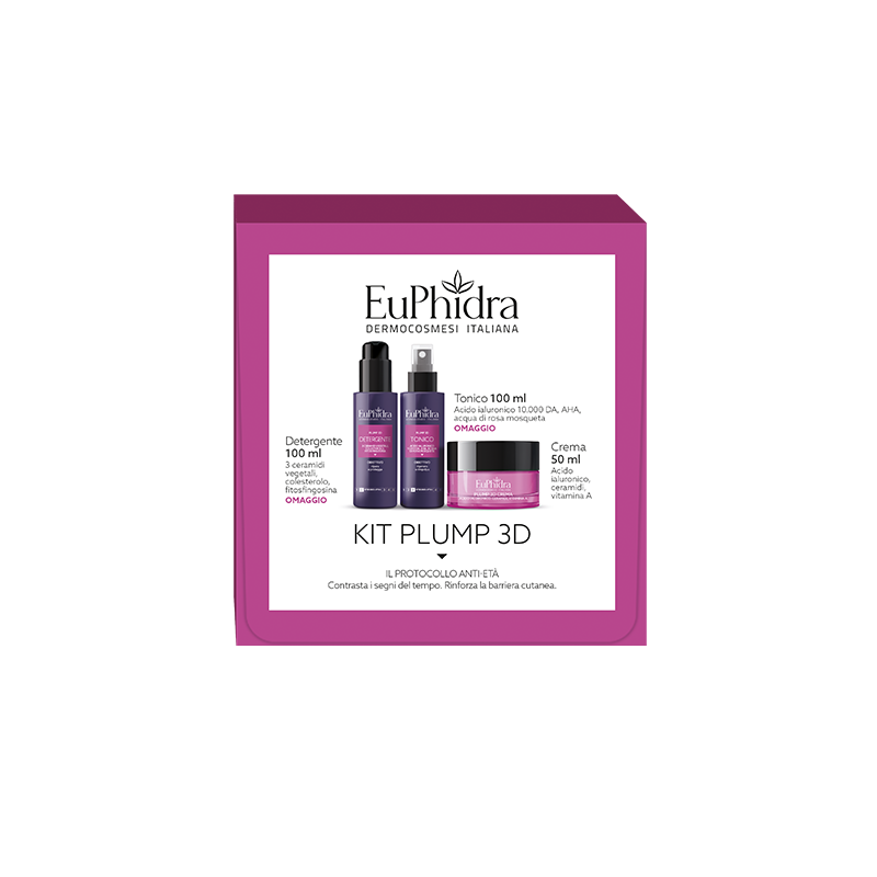 Kit Plump 3d con Crema 50 ml + Detergente 100 ml + Tonico 100 ml di Euphidra