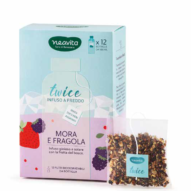 Neavita Twice Infuso a Freddo To Go Mora e Fragola 12 Maxi Filtro per Bottiglia da 500 ml HP Italia