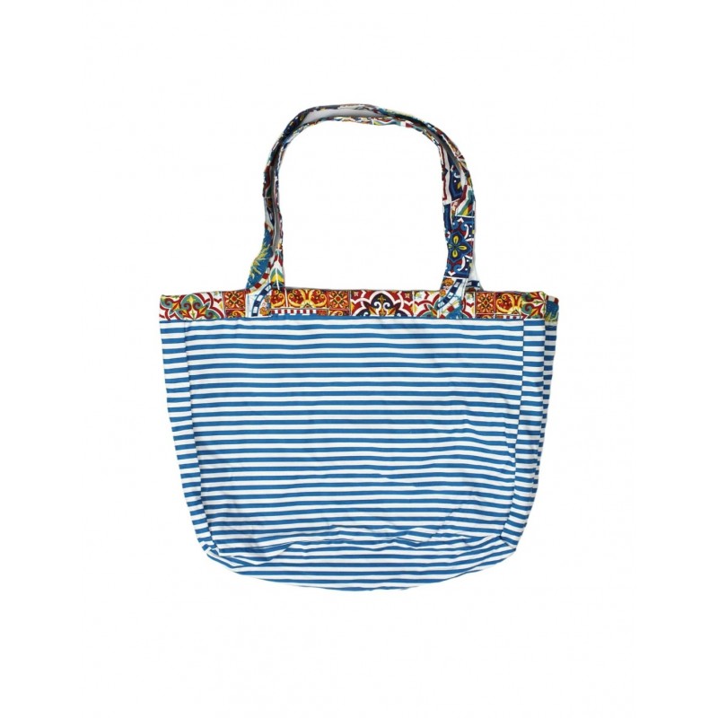 Colors Tote Bag Sun Double-Face Borsa Reversibile Lato interno a righe bianche e blu Colors Tote Bag Sun Double-Face Borsa Reversibile Lato interno a righe bianche e blu