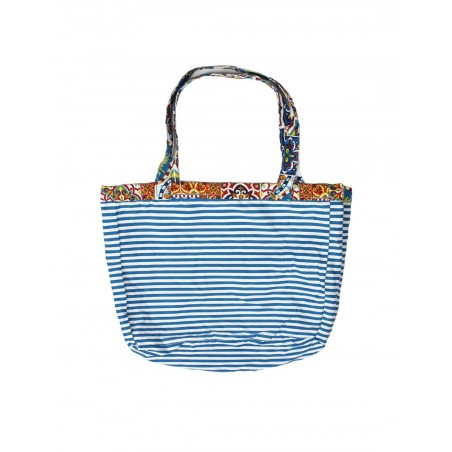 Colors Tote Bag Sun Double-Face Borsa Reversibile Lato interno a righe bianche e blu Colors Tote Bag Sun Double-Face Borsa Reversibile Lato interno a righe bianche e blu
