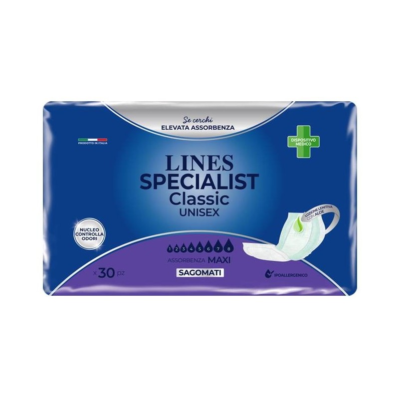 Lines Special Classic Pannolone Per Incontinenza Sagomato Maxi 30 Pezzi