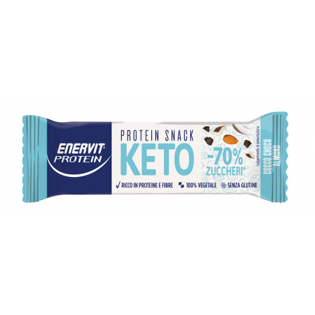 Enervit Protein Snack Keto Gusto Cocco Choco Almond Barretta Proteica Vegana da 35 g