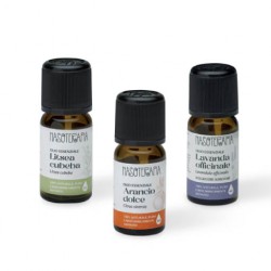 Nasoterapia Kit Un'essenza Per Stanza Dettaglio 3 Oli Essenziali Bio di Lavanda, Arancio Dolce e Litsea.