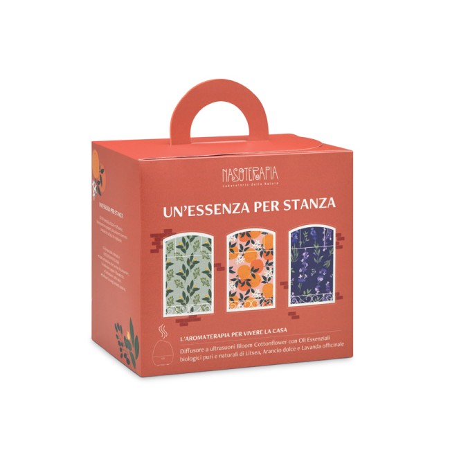 Nasoterapia Kit Un'essenza Per Stanza Diffusore Bloom Cottonflower con 3 Oli Essenziali Bio