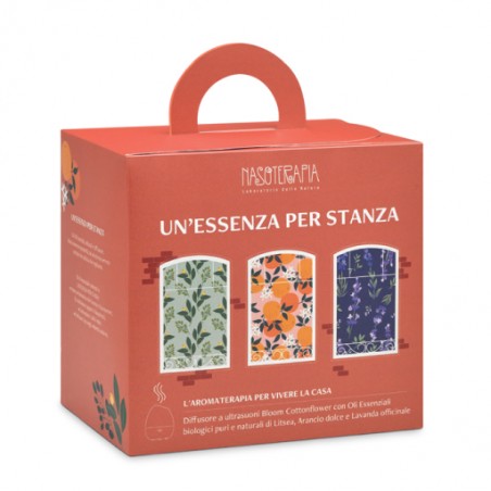 Nasoterapia Kit Un'essenza Per Stanza Diffusore Bloom Cottonflower con 3 Oli Essenziali Bio