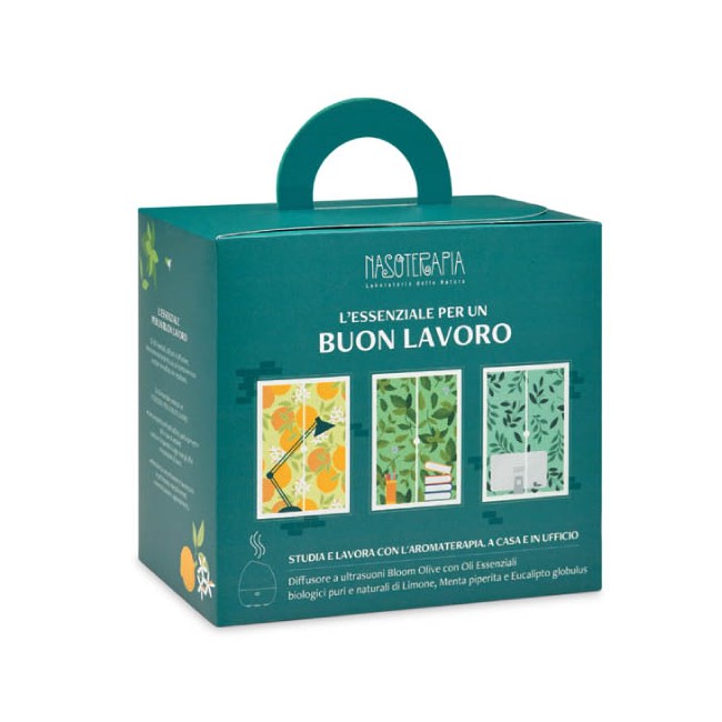 Nasoterapia Kit Un'essenza Per Stanza Diffusore Bloom Olive con 3 Oli Essenziali Bio