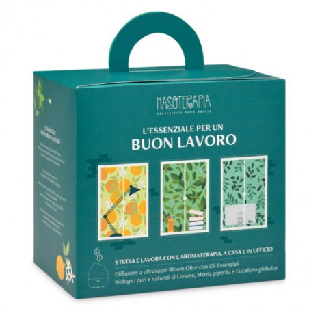 Nasoterapia Kit Un'essenza Per Stanza Diffusore Bloom Olive con 3 Oli Essenziali Bio