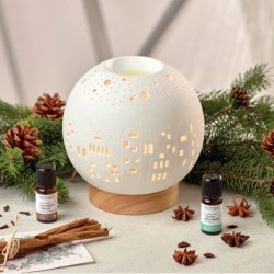 Nasoterapia Fiocco Di Neve Diffusore Elettrico di Oli Essenziali in Ceramica con luce accesa