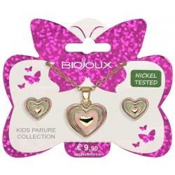 Bjs005 Kids Parure Orecchini e Collanina per Bambine Deep Heart