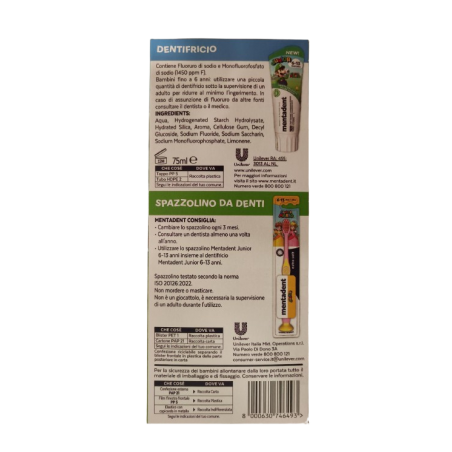 Mentadent Kit Junior 6-13 Anni con Spazzolino + Dentifricio Dettaglio Prodotti Super Mario Bros