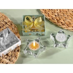 Porta Tealight in Vetro a Forma di Stella e Candela Tea Light Porta Tealight in Vetro a Forma di Stella e Candela Tea Light