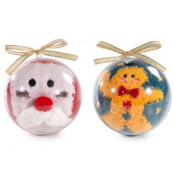 Morbidi Calzini Rossi con Babbo Natale in Pallina Natalizia Trasparente con Fiocco Morbidi Calzini Rossi con Babbo Natale in Pallina Natalizia Trasparente con Fiocco