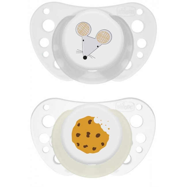 Chicco Succhietti Air Grigio Lumi Silicone 16-36 Mesi 2 Pezzi
