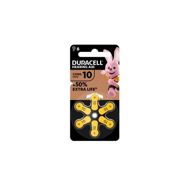 Duracell Easy Tab 10 Giallo Batteria Per Apparecchio Acustico 6 Pezzi