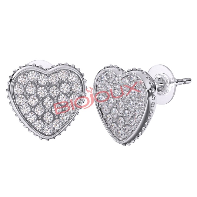 Bjt256 Orecchini Heart Pave Stainless Steel