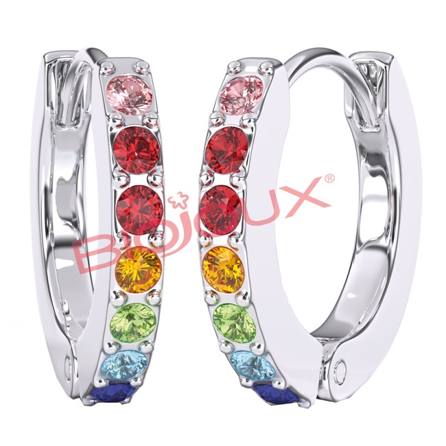 Bjt725 Orecchini Crystal Hoop Stainless Steel