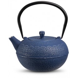 Neavita Nami Teiera in Ghisa  Blu Notte con Manico e Filtro Inox 1200 ml