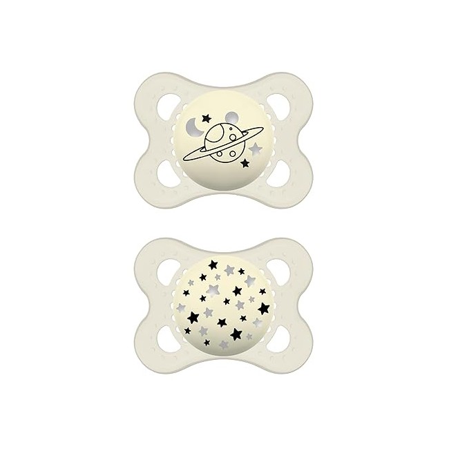 Mam Baby Mam Succhietto Original Night 2-6 Mesi Silicone Neutro 2 Pezzi