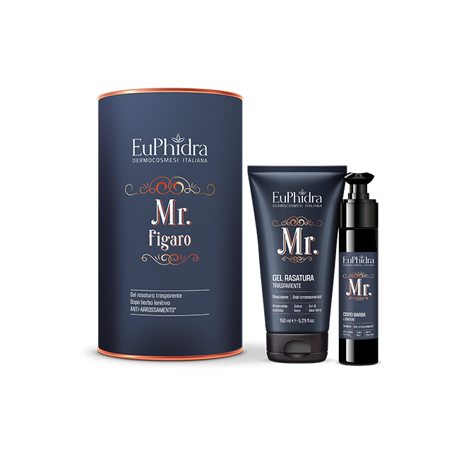 Euphidra Cofanetto Regalo Uomo Antiarrossamento Mr Figaro con Gel Rasatura 150 ml e Dopo Barba Lenitivo 50 ml
