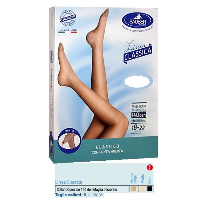 Desa Pharma Sauber Collant Open Toe Maglia Microrete 140 Den Colore Medio Taglia 2 Linea Classica