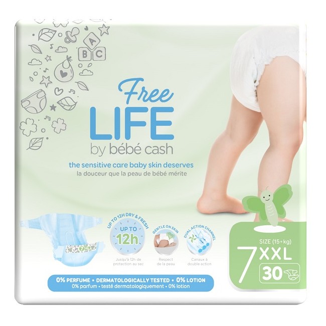 Ontex Freelife By Bebecash Xxl Taglia 7 15 Kg+ 30 Pezzi