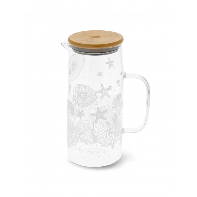 Neavita Twice Caraffa in Vetro con Tappo Legno Sea da 1 litro