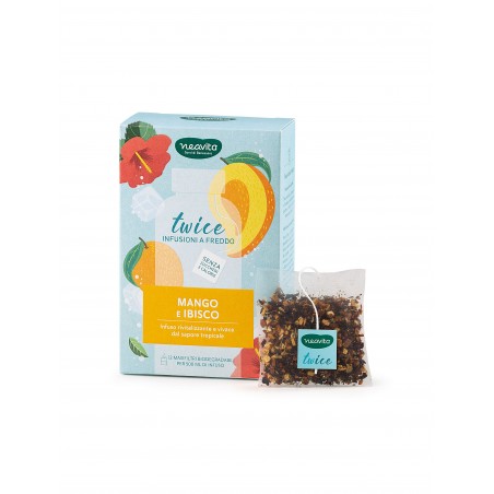 Neavita Twice Infuso a Freddo To Go Mango e Ibisco 12 Maxi Filtro per Bottiglia da 500 ml Herbal Product