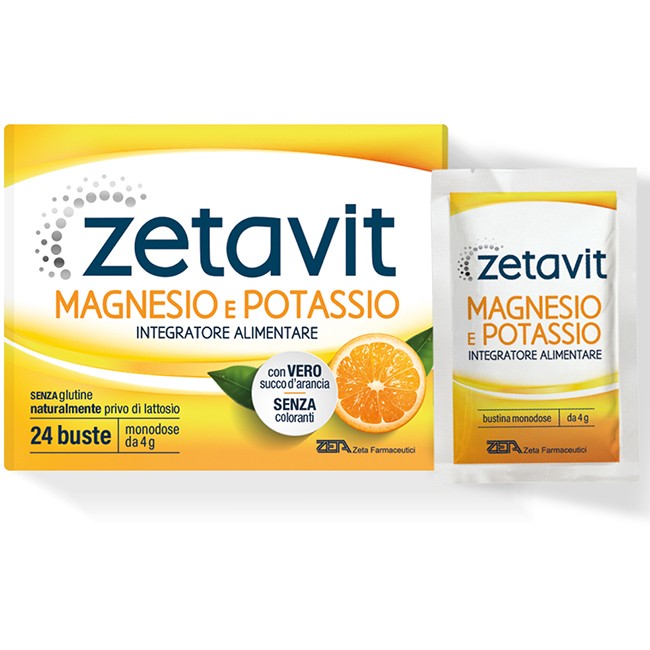 Zetavit Magnesio e Potassio Gusto Arancia Integratore di Sali Minerali 24 Bustine