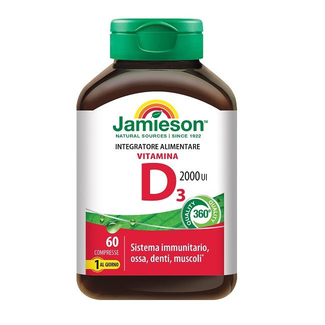 Jamieson Vitamina D3 2000 UI Integratore Alimentare per Difese Immunitarie Ossa e Denti 60 Compresse