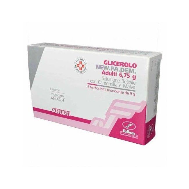 New.Fa.Dem Microclismi di Glicerina Adulti 6,75 g con Camomilla e Malva 6 Perette