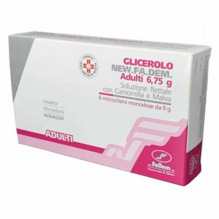 New.Fa.Dem Microclismi di Glicerina Adulti 6,75 g con Camomilla e Malva 6 Perette