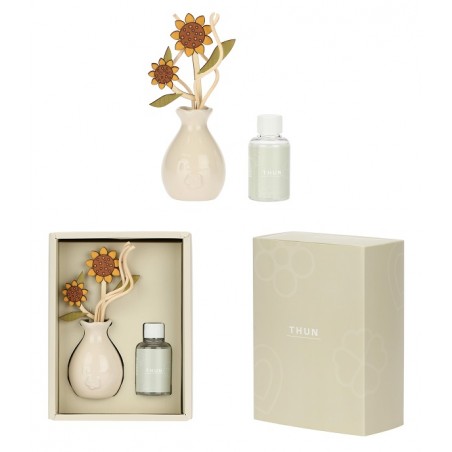 Thun Diffusore in Porcellana Con Bacchette in Rattan Girasole + Refil 50 ml Thun Diffusore in Porcellana Con Bacchette in Rattan Girasole + Refil 50 ml