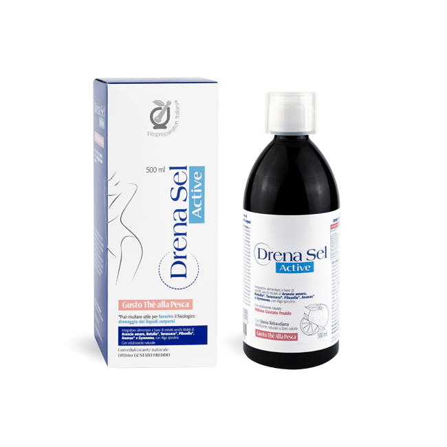 Fitopreparatori Italiani Drena Sel Active Sciroppo Drenante Gusto The alla Pesca 500 ml