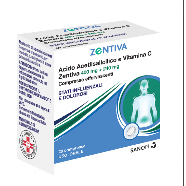 Zentiva Euspiflu 400 Mg + 240 Mg Compresse Effervescenti Acido Acetilsalicilico /acido Ascorbico