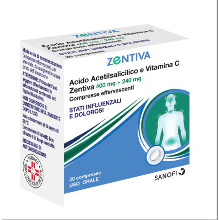 Zentiva Euspiflu 400 Mg + 240 Mg Compresse Effervescenti Acido Acetilsalicilico /acido Ascorbico