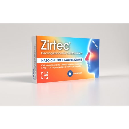 Ucb Pharma Zirtec Decongestionante Antistaminico 5 Mg + 120 Mg Compresse A Rilascio Prolungato Cetirizina Dicloridrato + Pseudoe