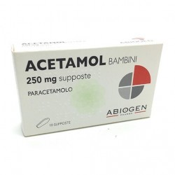 Acetamol 250 mg Paracetamolo per Febbre e Dolori Bambini 10 Supposte