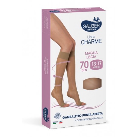 Desa Pharma Sauber Gambaletto Open Toe 70 Denari Maglia Liscia Neutro Beige Taglia 4