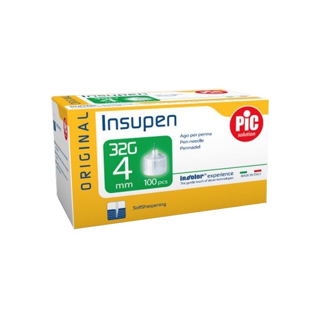 Pikdare Ago Per Penna Pic Insupen Orginal Gauge 32,5x4 Mm 100 Pezzi