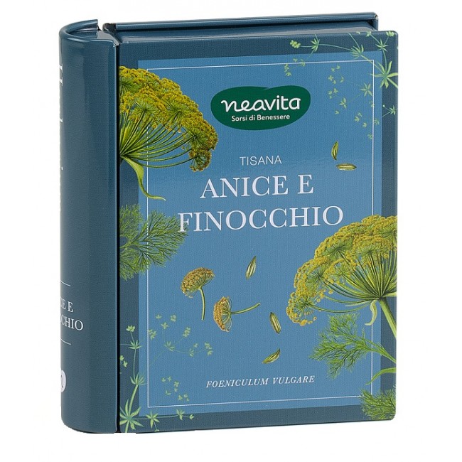 Neavita Cofanetto Libro in Latta con Tisana Anice Finocchio 5 Filtri