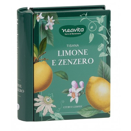 Neavita Cofanetto Libro in Latta con Tisana Limone Zenzero 5 Filtri