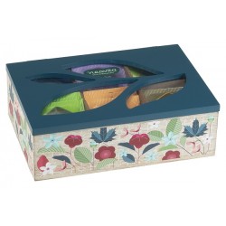 Herbal Product Neavita Tisane Collection Cofanetto in Legno Quadrato Azzurro con 30 Filtri Tisane Bio Assortite