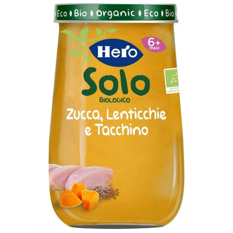 Fater Hero Solo Omogeneizzato Zucchine Lenticchie Tacchino 100% Bio 190g