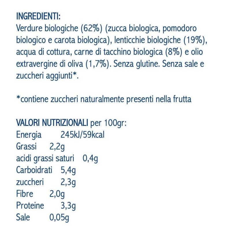 Fater Hero Solo Omogeneizzato Zucchine Lenticchie Tacchino 100% Bio 190g