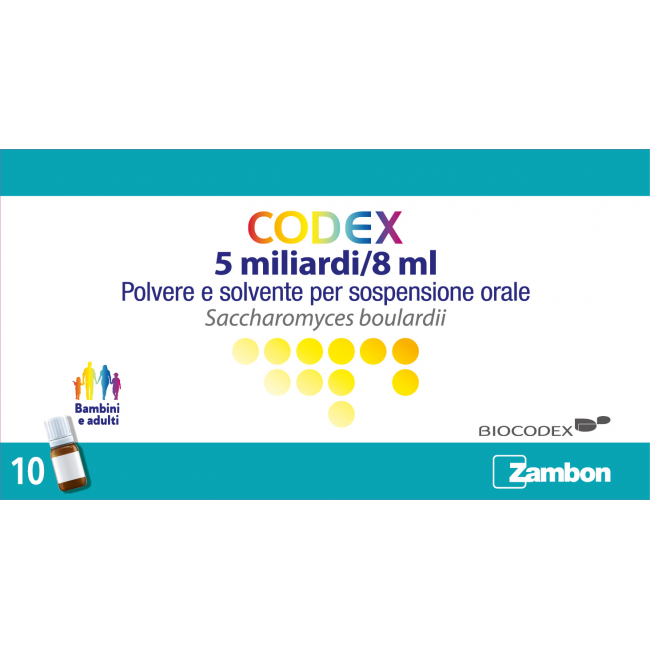 Codex 5 Miliardi/8 Ml Polvere E Solvente Per Sospensione Orale Saccharomyces Boulardii