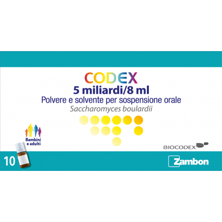 Codex 5 Miliardi/8 Ml Polvere E Solvente Per Sospensione Orale Saccharomyces Boulardii