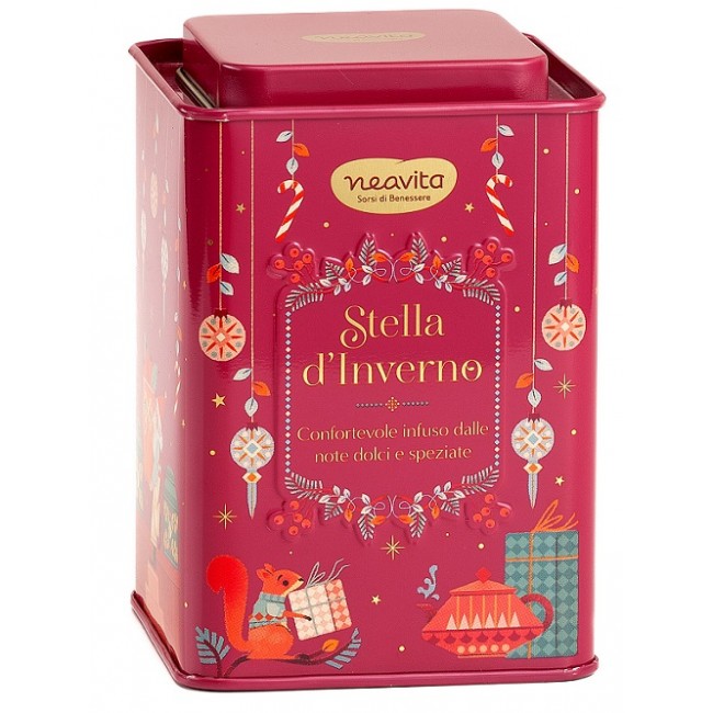 Herbal Products Neavita Infuso Stella D'inverno Filtroscrigno In Square Tin Rosso Natale 12 Filtri Da 3,5 G