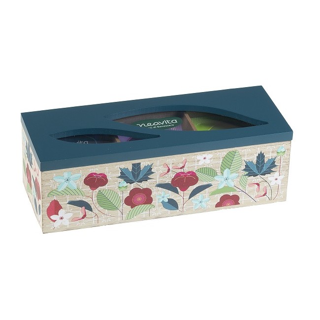 Herbal Product Neavita Tisane Collection Cofanetto in Legno Rettangolare Azzurro con 15 Filtri Tisane Bio Assortite